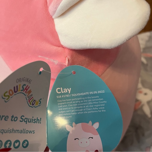 Squishmallows Clay the pink Cow 16" NWT - Picture 3 of 4